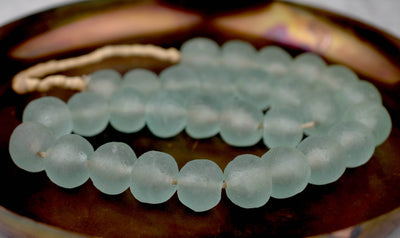 Large Aqua Recycled Beads