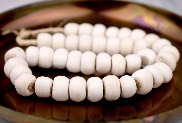 Round White Bone Beads