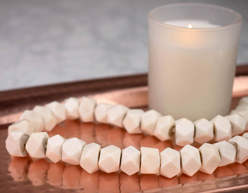 Faceted Cream Bone Beads