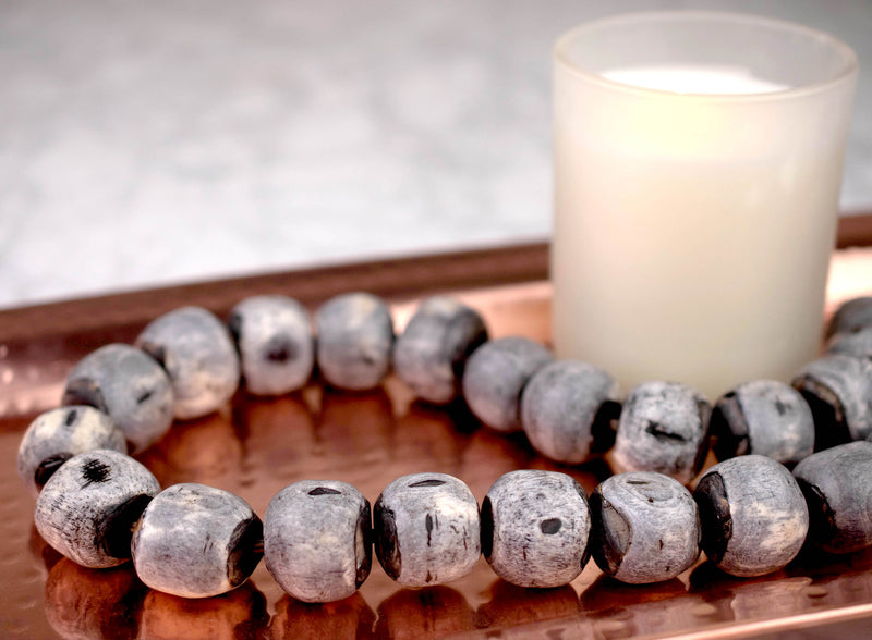 Round Grey Bone Beads