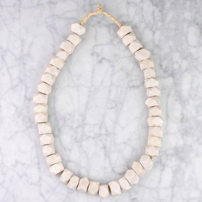 Faceted Cream Bone Beads